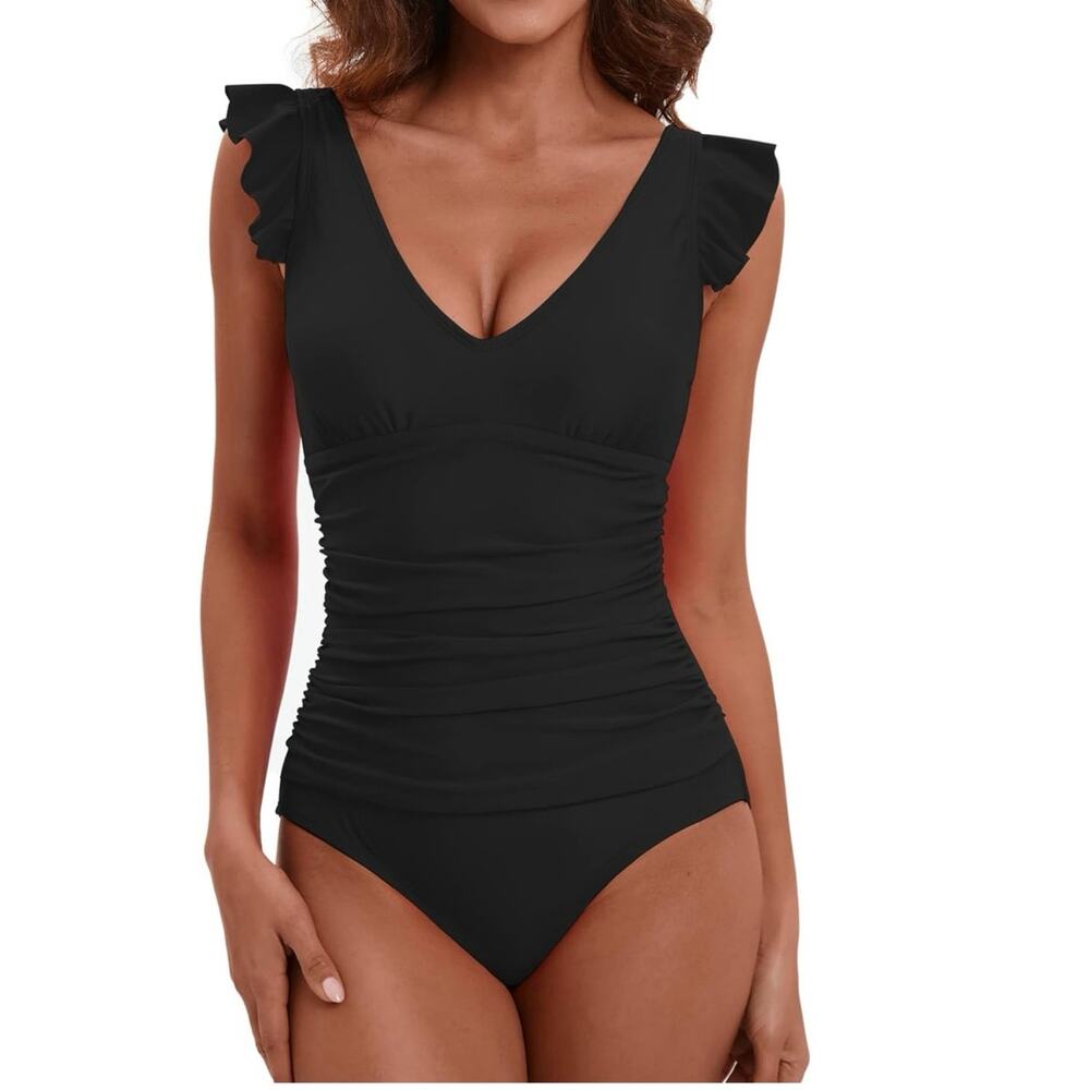 Women's Ruffled One Piece Swimsuit Tummy Control Bathing Suits Swimwear
